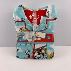 Disney Kids Size 12 Mickey Minnie 100 Years Retro Style Pajama 2 Piece Sleep Set